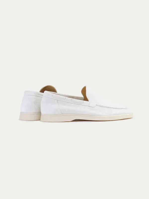 Klassischer Suède Loafer Perlenweiß Maja