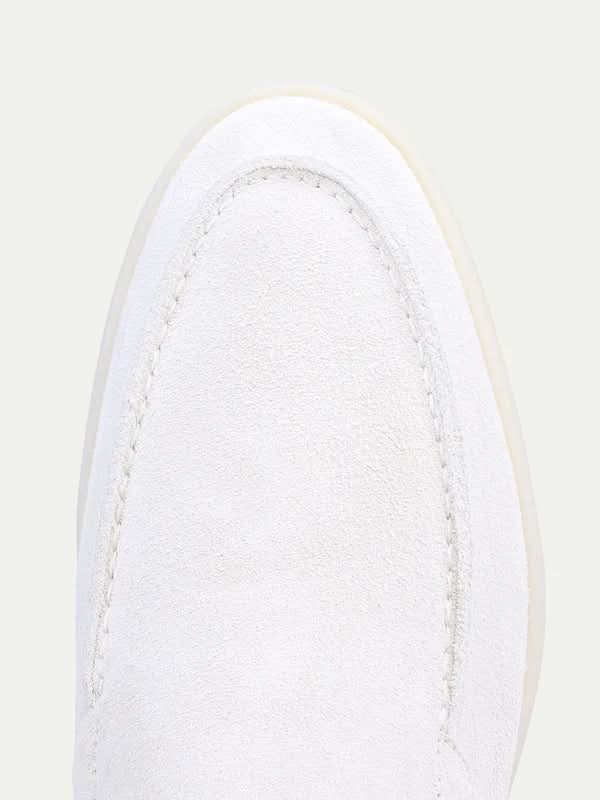 Klassischer Suède Loafer Perlenweiß Maja