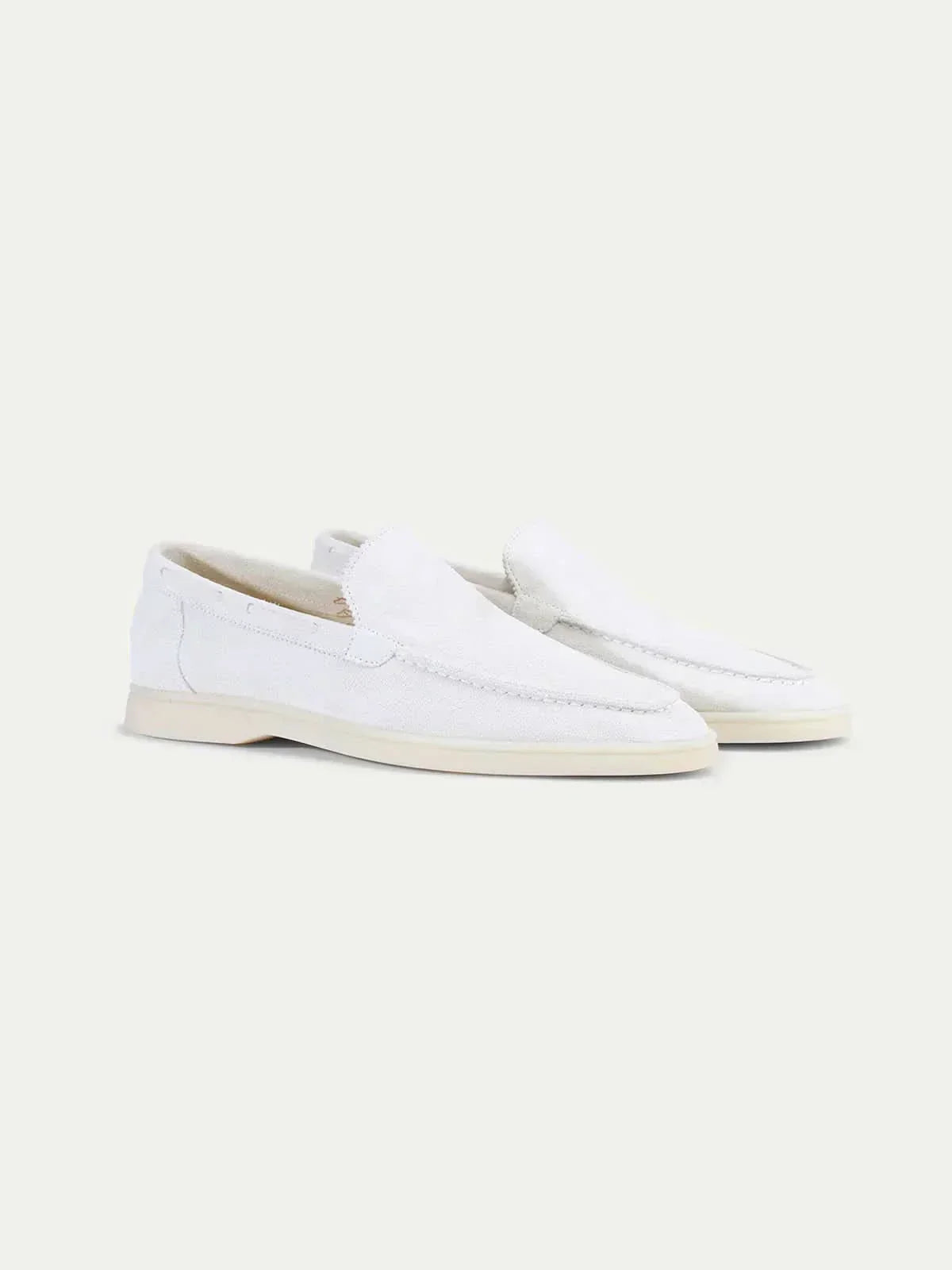Klassischer Suède Loafer Perlenweiß Maja