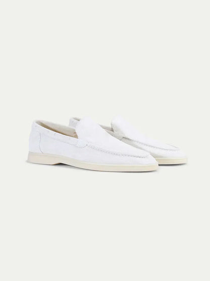 Klassischer Suède Loafer Perlenweiß Maja