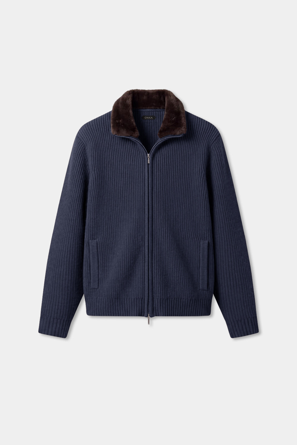 Prager Pelzkragen Cardigan - Marineblau RivaSylt