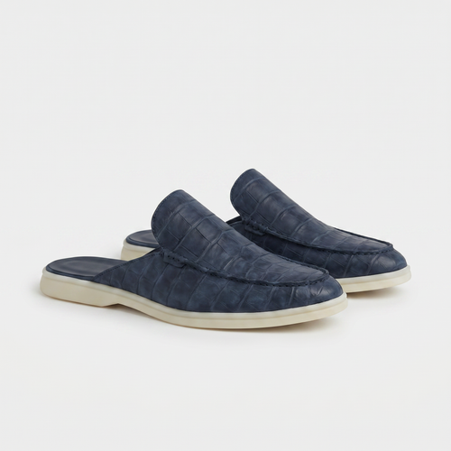 Marineblauer Croco Yacht-Mule | LIMITIERTE AUFLAGE Maja