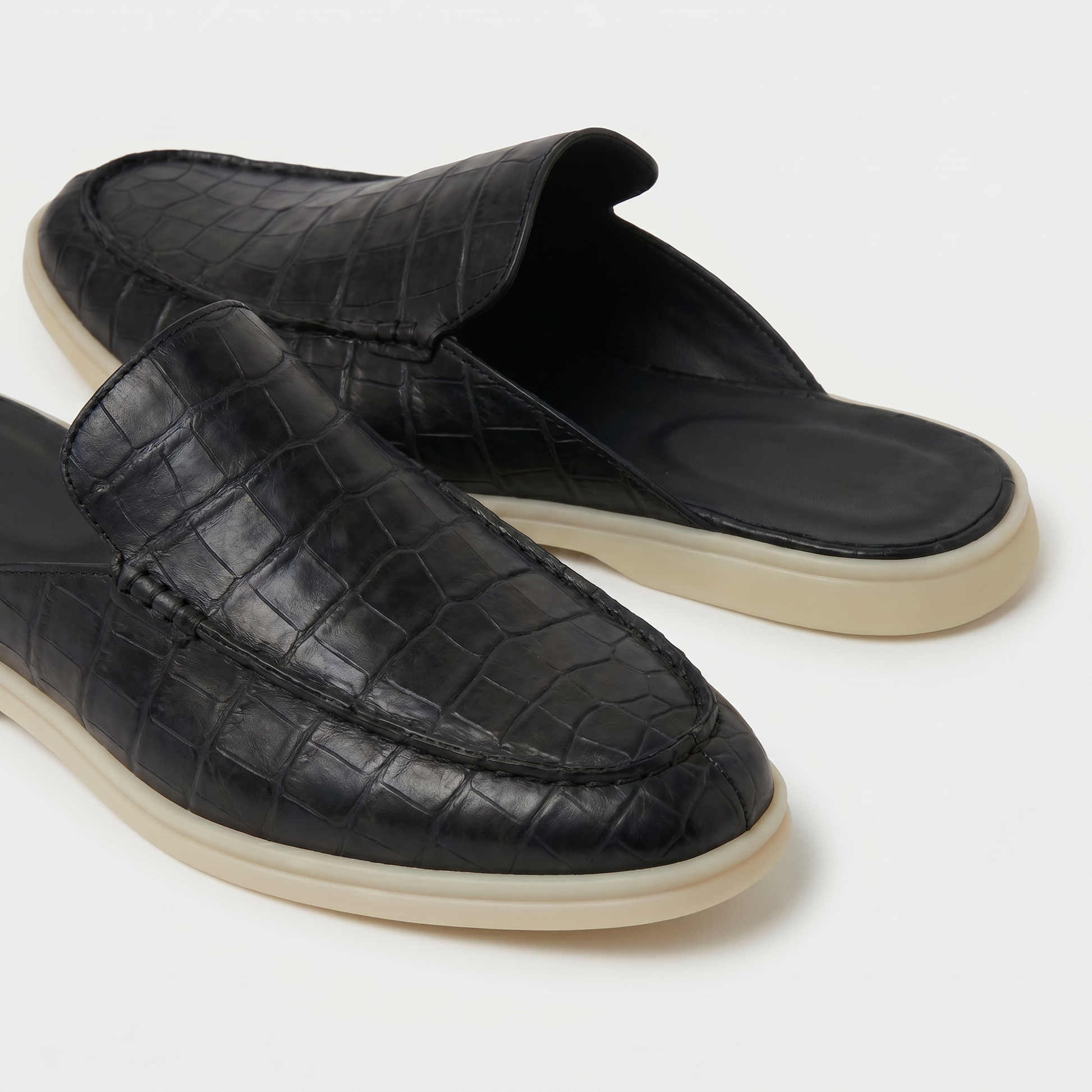 Schwarze Croco Yacht-Mule | LIMITIERTE AUFLAGE Maja