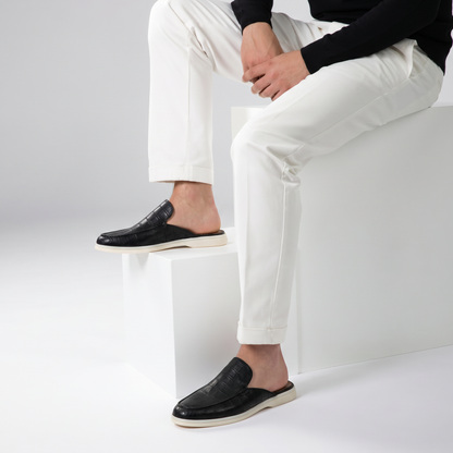 Schwarze Croco Yacht-Mule | LIMITIERTE AUFLAGE Maja