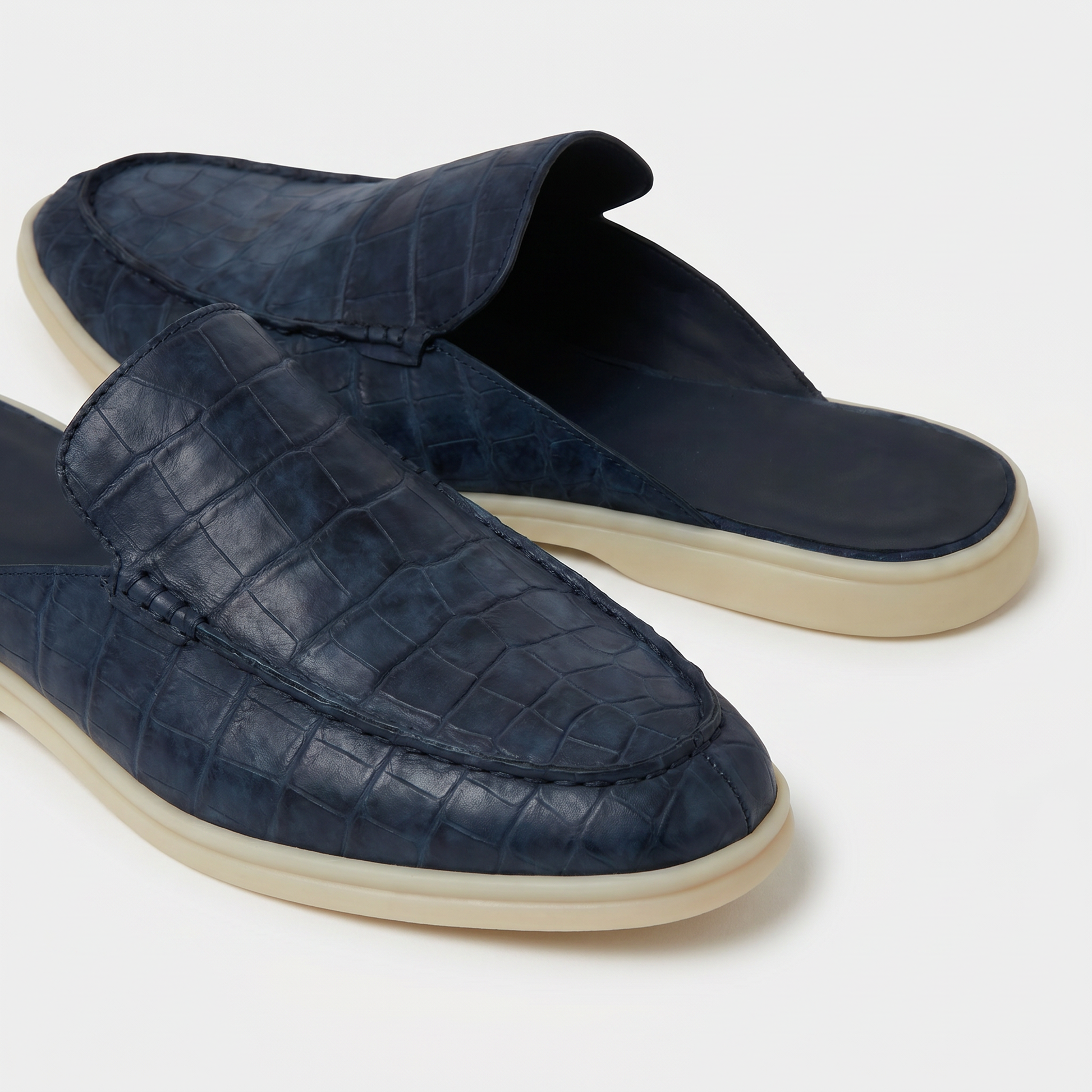 Marineblauer Croco Yacht-Mule | LIMITIERTE AUFLAGE Maja